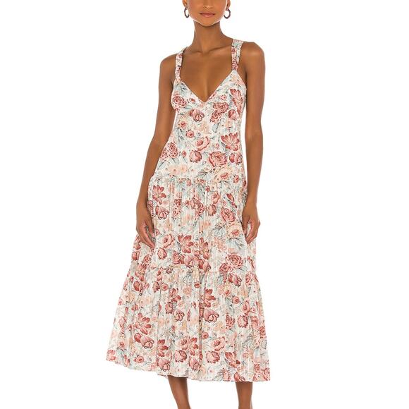 Rebecca Taylor Floral Lucienne Dress Tie Back Midi - Picture 1 of 11